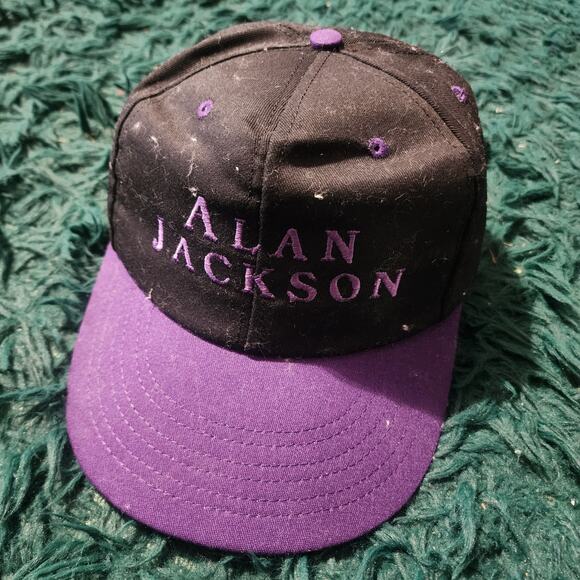 Vintage Alan Jackson Country Music Snapback Hat – Black & Purple Made in USA - Picture 2 of 6